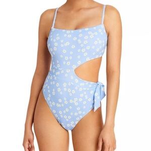 Aqua Swim Floral One-Piece Swimsuit - Blue and Yellow Daisy